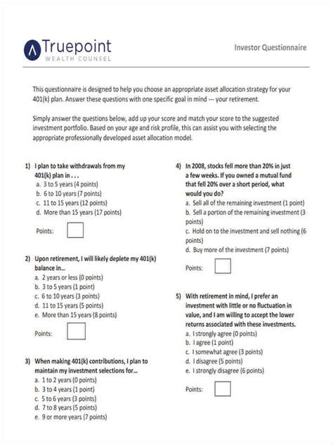 FREE 7+ Sample Investor Questionnaire Forms in MS Word PDF