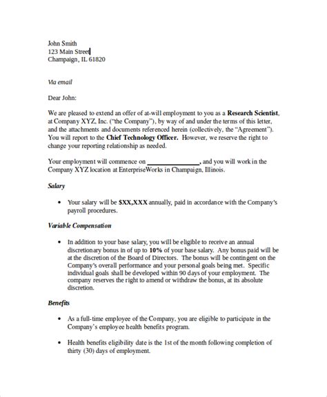 FREE 7+ Sample Offer Letter Templates in PDF MS Word