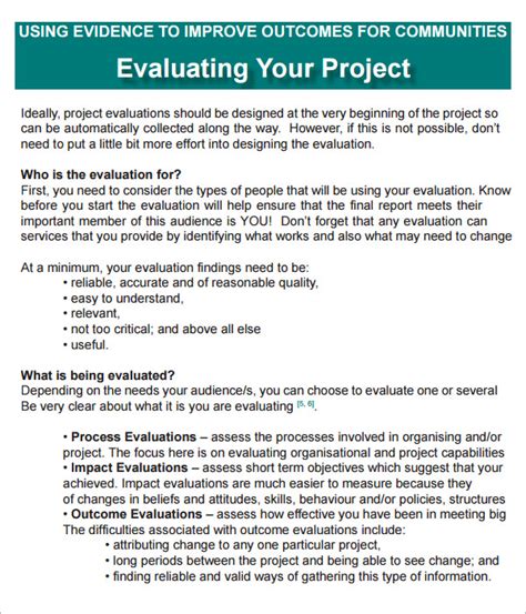 FREE 7+ Sample Project Evaluation Templates in PDF Google Docs