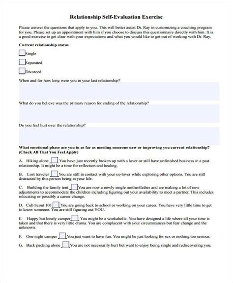 FREE 7+ Sample Relationship Evaluation Forms in PDF MS Word
