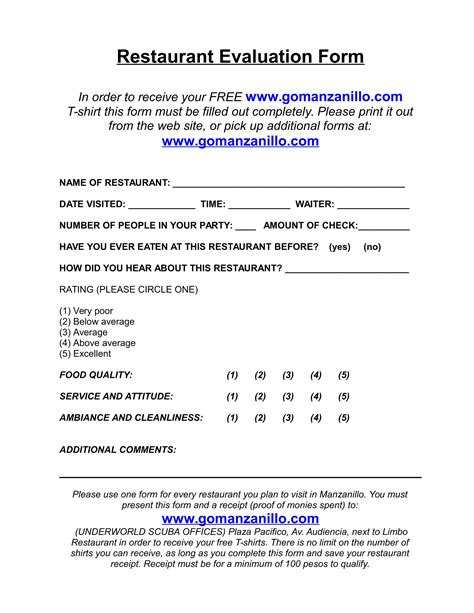 FREE 7+ Sample Restaurant Evaluation Forms in PDF MS Word