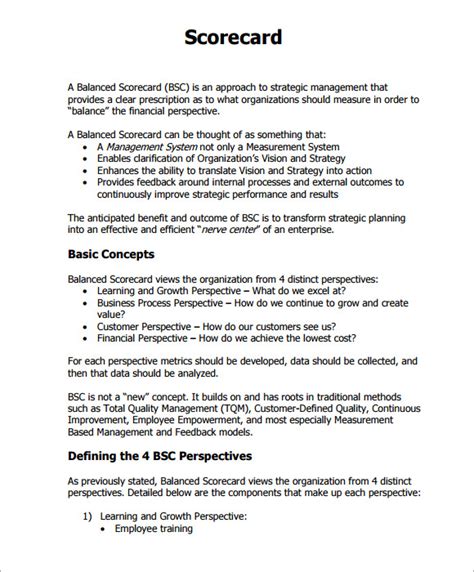 FREE 7+ Sample Scorecards in PDF MS Word