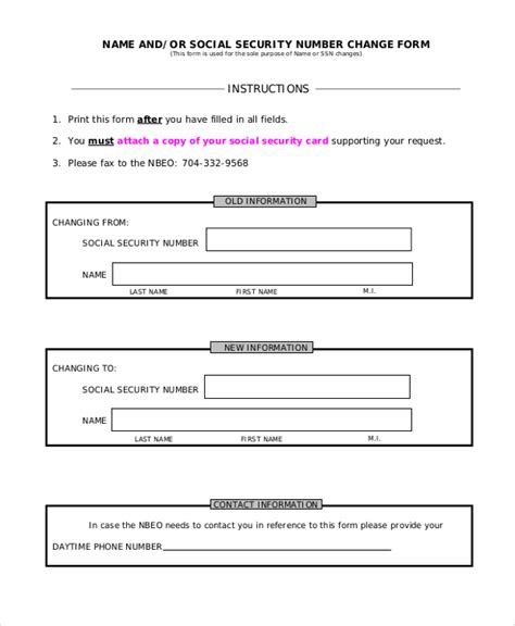 FREE 7+ Sample Social Security Name Change Forms in PDF