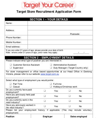 FREE 7+ Target Job Application Templates in PDF MS Word