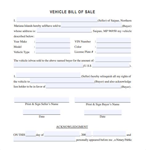 FREE 7+ Vehicle Bill of Sale Forms in PDF Ms Word