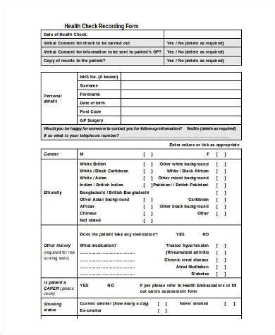 FREE 8+ Health Check Forms in PDF Ms Word