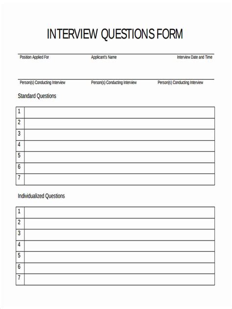 FREE 8+ Interview Questionnaire Forms in PDF Ms Word