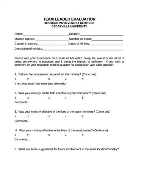 FREE 8+ Leadership Evaluation Forms in PDF