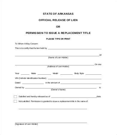 FREE 8+ Lien Release Forms in PDF Word