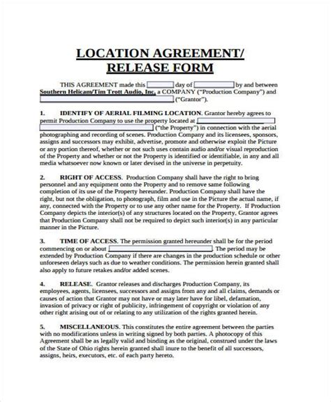 FREE 8+ Location Release Forms in PDF MS Word