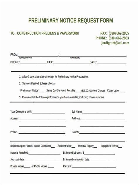 FREE 8+ Preliminary Notice Forms in PDF Ms Word