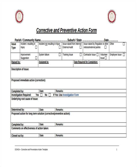 FREE 8+ Preventive Action Forms in PDF Ms Word Excel