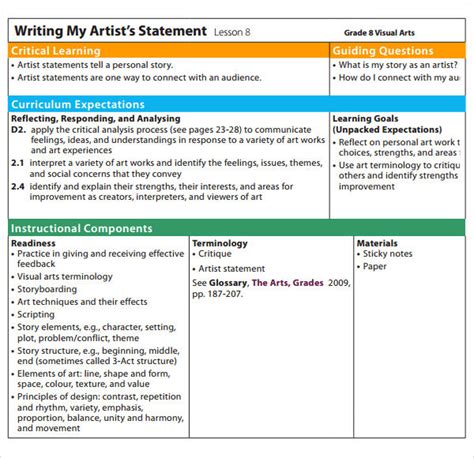 FREE 8+ Sample Artist Statement Templates in PDF MS Word