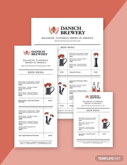 FREE 8+ Sample Beer Menu Templates in AI Google Docs PSD Apple Pages