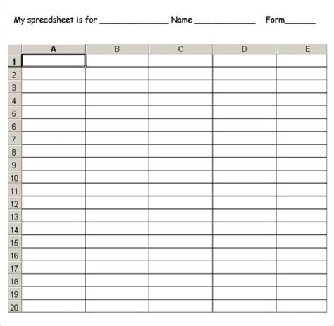 FREE 8+ Sample Blank Spreadsheet Templates in Google Docs Google Sheets Excel MS Word
