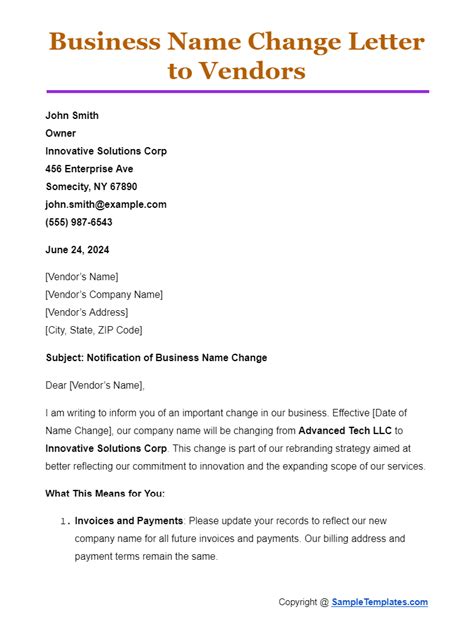 FREE 8+ Sample Business Name Change Letter Templates in MS Word PDF Google Docs Pages