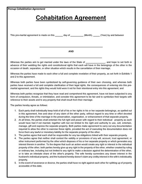 FREE 8+ Sample Cohabitation Agreement Forms in PDF MS Word