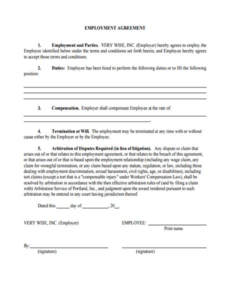 FREE 8+ Sample Employment Arbitration Agreement Templates in PDF MS Word