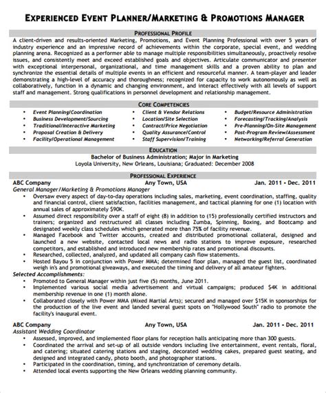 FREE 8+ Sample Event Planner Resume Templates in PDF