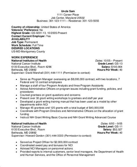 FREE 8+ Sample Federal Resume Templates in MS Word PDF