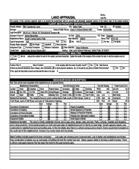 FREE 8+ Sample Land Appraisal Forms in PDF