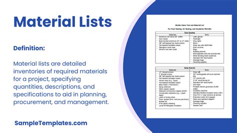 FREE 8+ Sample Material Lists in MS Word, PDF