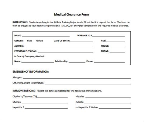 FREE 8+ Sample Medical Clearance Forms in PDF MS Word