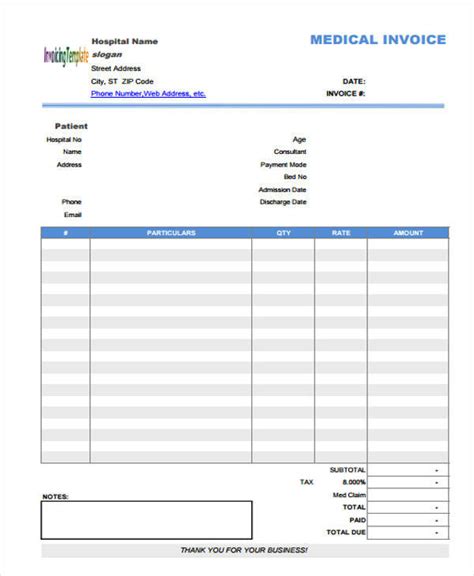 FREE 8+ Sample Medical Invoice Templates in MS Word PDF