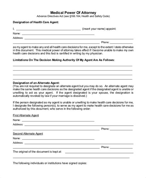 FREE 8+ Sample Medical Power of Attorney Forms in MS Word PDF