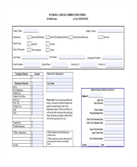 FREE 8+ Sample Payroll Correction Forms in PDF MS Word Excel