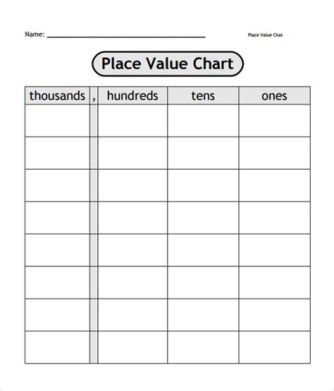 FREE 8+ Sample Place Value Chart Templates in PDF MS Word