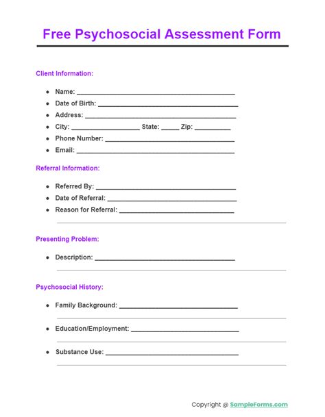 FREE 8+ Sample Psychosocial Assessment Forms in PDF MS Word