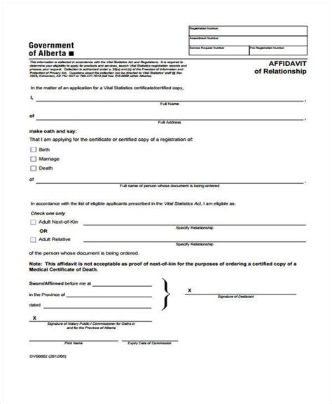 FREE 8+ Sample Relationship Affidavit Forms in PDF MS Word