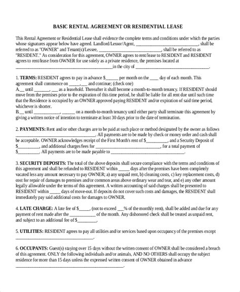 FREE 8+ Sample Renters Agreement Forms in PDF MS Word