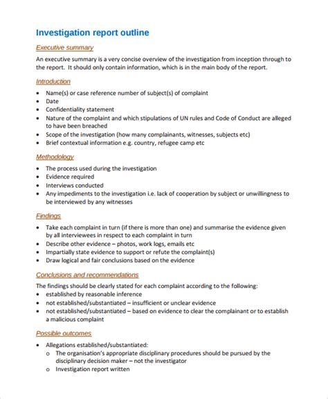FREE 8+ Sample Report Outline Templates in PDF Apple Pages MS Word
