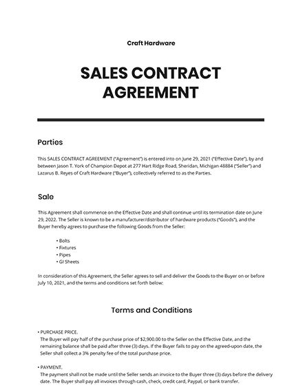 FREE 8+ Sample Sales Agreement Templates in PDF MS Word Google Docs