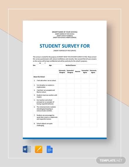 FREE 8+ Sample Student Survey Templates in Google Docs MS Word