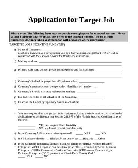FREE 8+ Sample Target Application Forms in PDF MS Word