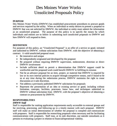 FREE 8+ Sample Unsolicited Proposal Templates in PDF MS Word Google