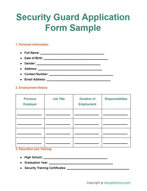 FREE 8+ Security Guard Application Form Samples, PDF, MS Word, Google Docs