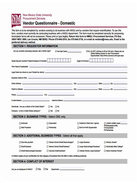 FREE 8+ Vendor Questionnaire Forms in PDF