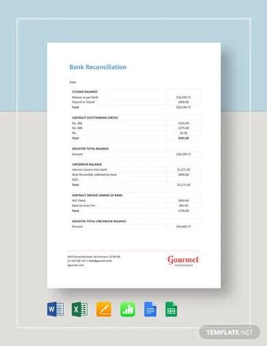 FREE 9+ Bank Reconciliation Samples in MS Word MS Excel Pages