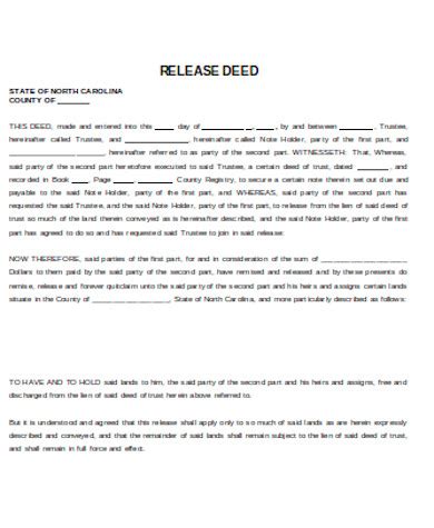 FREE 9+ Deed Release Forms in PDF MS Word