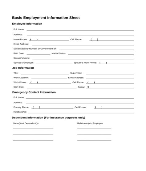 FREE 9+ Employee Information Forms in PDF MS Word