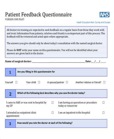 FREE 9+ Feedback Questionnaire Examples & Samples in PDF Examples