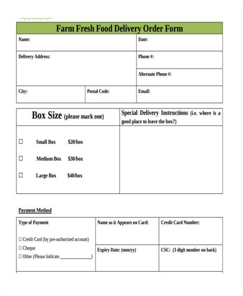 FREE 9+ Food Order Forms in PDF Excel MS Word