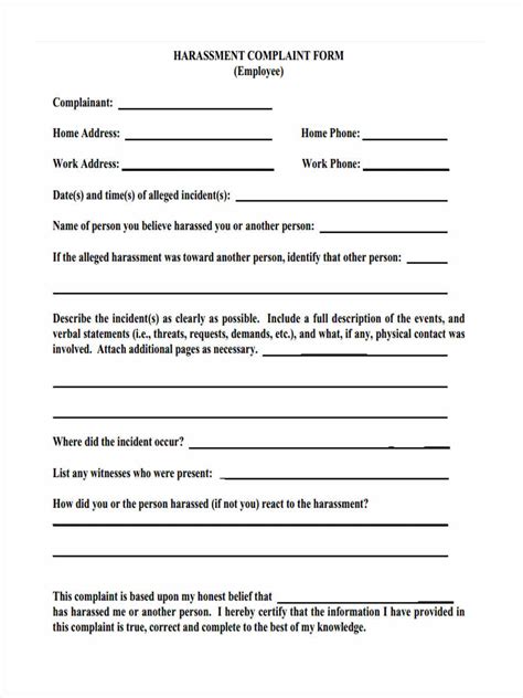 FREE 9+ Harassment Complaint Forms in PDF Ms Word