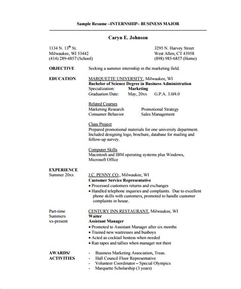 FREE 9+ Internship Resume Templates in PDF MS Word
