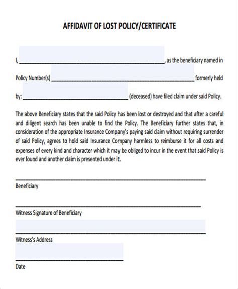 FREE 9+ Lost Affidavit Forms in PDF MS Word