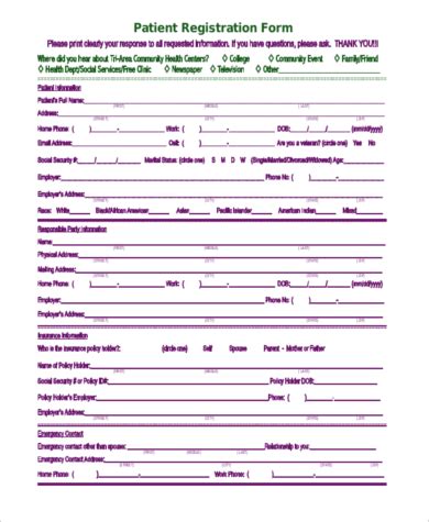 FREE 9+ Patient Registration Form Samples in PDF Excel MS Word